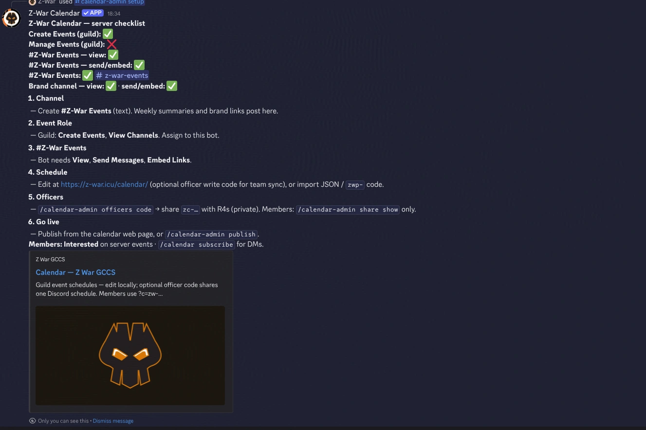 Dark War Survival Events Discord Bot setup