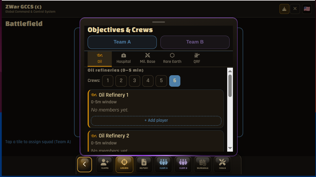 Black Gold Battlefield Objective planner