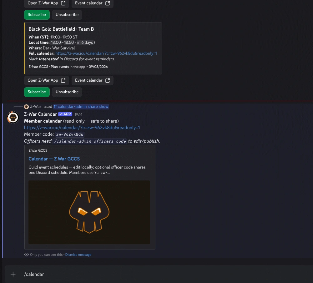 Event Share code for non-discord users