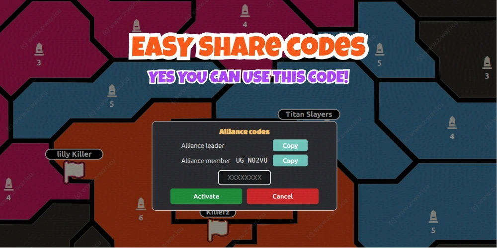 Z-War Alliance share hive layout codes