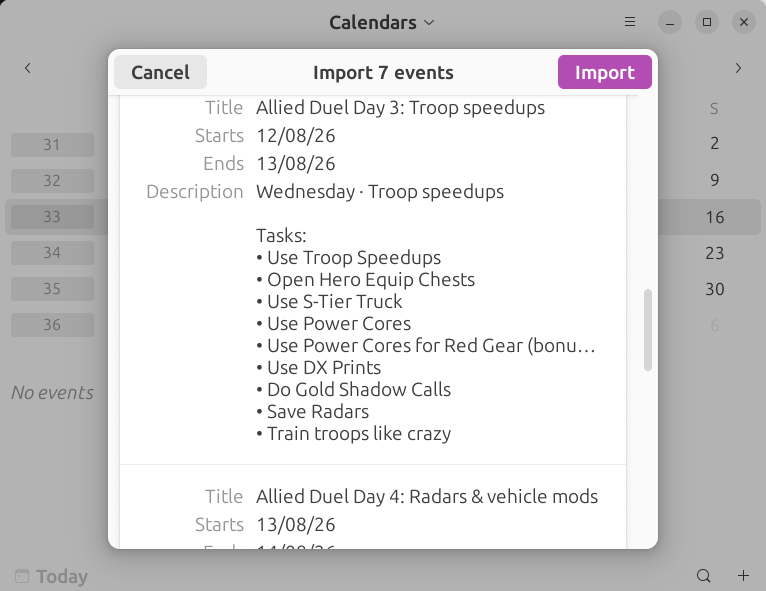 Allied Duel Calendar ics import file
